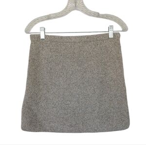 Zara NWT Wool Blend Tan Gray Knit Mini Skirt Size Medium